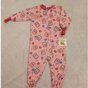 Vtg NWT Kid Vantage Paddington Bear Pink Blanket‎ Sleeper Footed Pajamas 3T USA